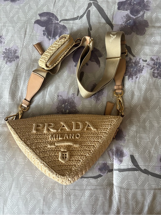 Prada Handbags - Prada triangle raffia bag